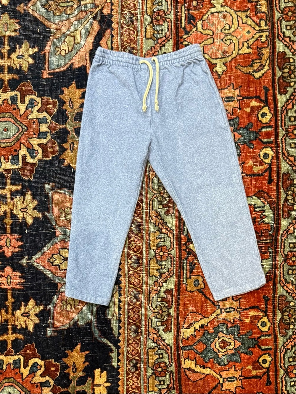 Oso & Me Bowie Heather Blue Flannel Pants with Yellow Drawstring